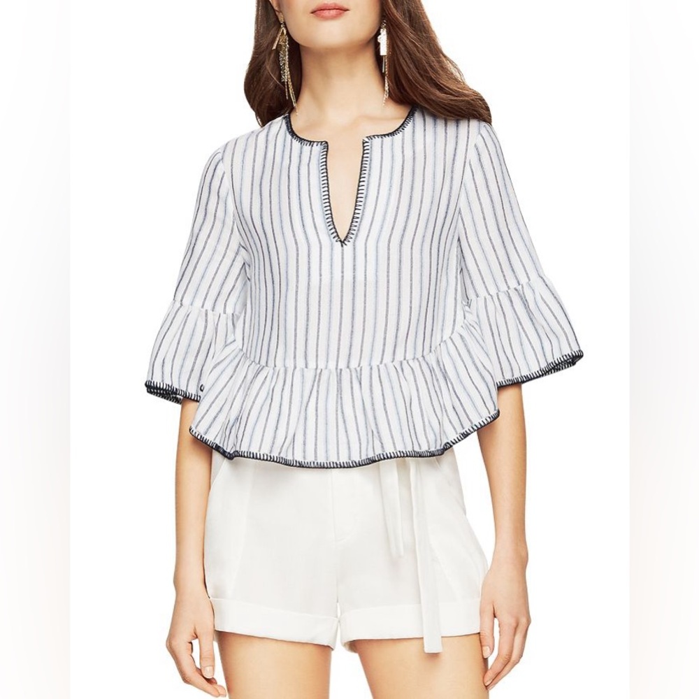 BCBGMaxAzria Immane Embroidered Ruffle Crop Top